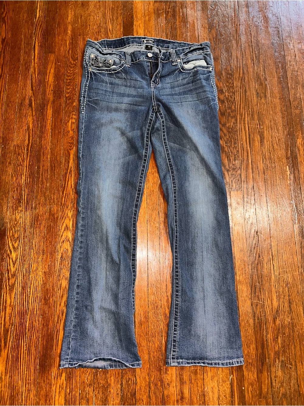 Juniors 15 Y2K Style Soundgirl Boot Cut Blue Jeans